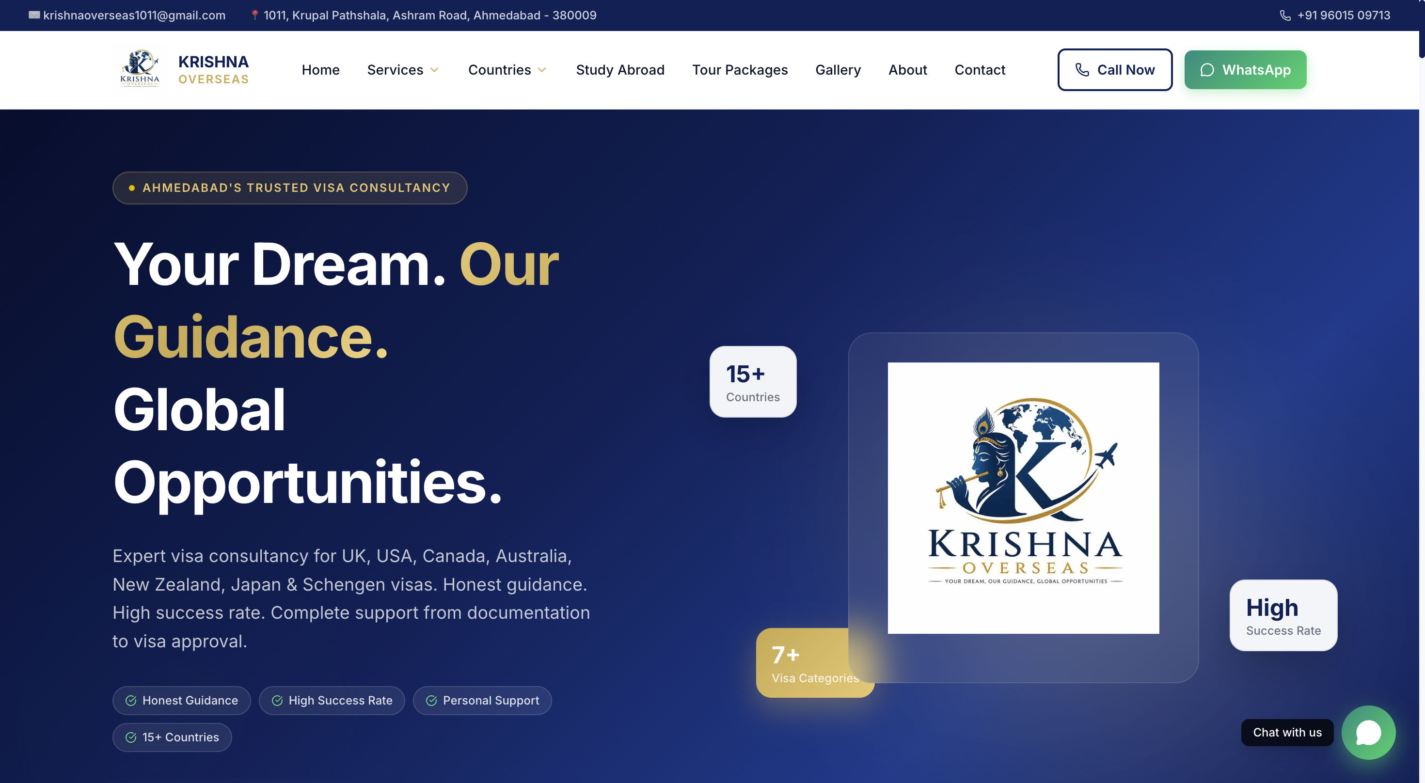 Krishna Overseas website screenshot